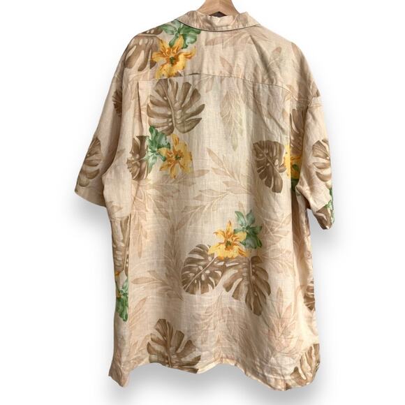 Caribbean Joe 100% Linen Hawaiian Print Short Sleeve Button Up Men's XXL - Picture 2 of 8